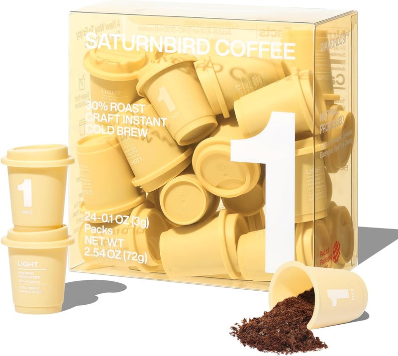 SATURNBIRD Instant Coffee Cold Brew Pods - Light Roast, 100% Arabica, 24 Count - Image 1